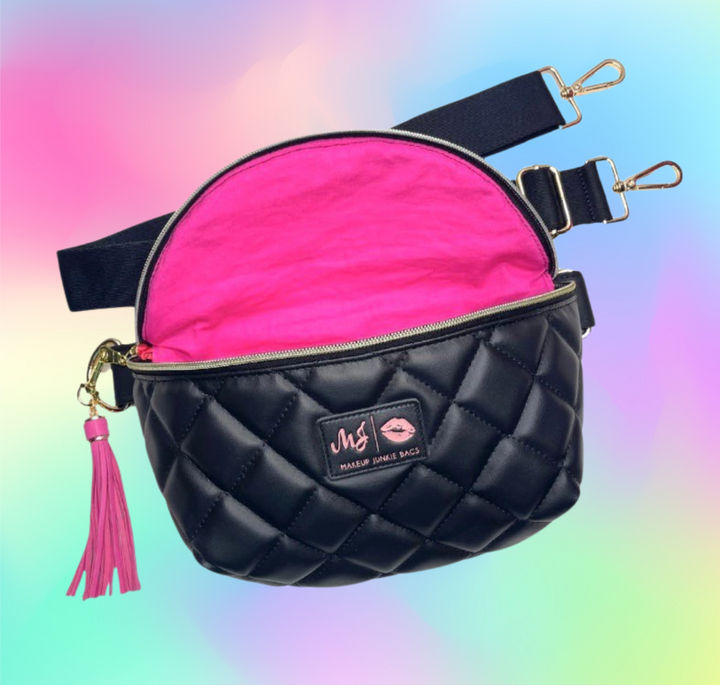 Makeup Junkie Bags - Luxe Onyx Quilted Sidekick [Pre-Order]