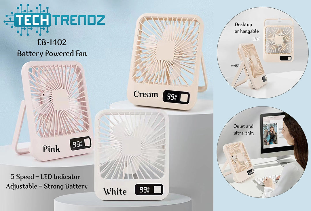 Tech Trendz - White Desktop Portable Fan