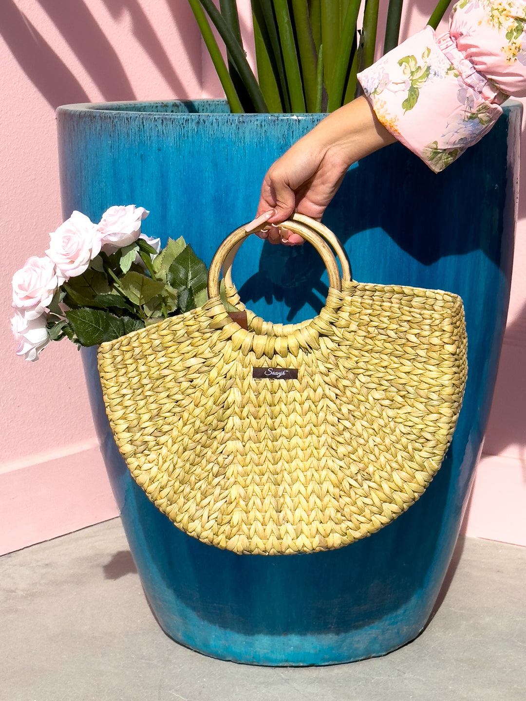 Beach Bag Half Moon Straw Clutch Straw Half Moon Bag JAYLEY Orange