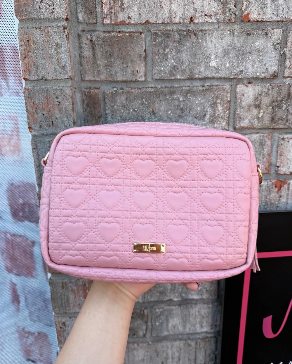Makeup Junkie Bags - Mauve Hearts Quilted Luxe Uptown [Pre-Order]