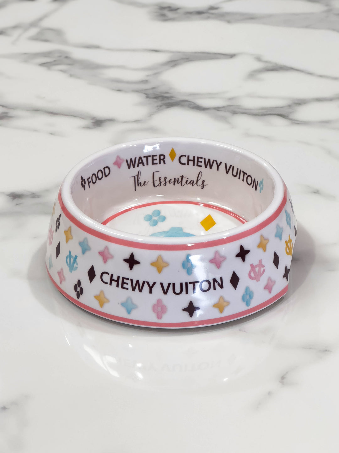 White Chewy V Dog Bowl