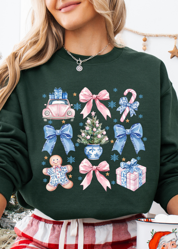 Glamfox  - Blue Christmas Graphic Crewneck