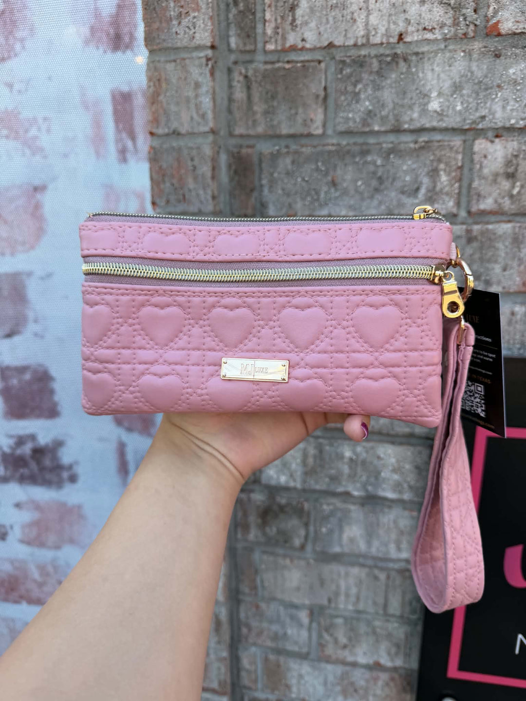 Makeup Junkie Bags - Mauve Hearts Quilted Demi [Pre-Order]