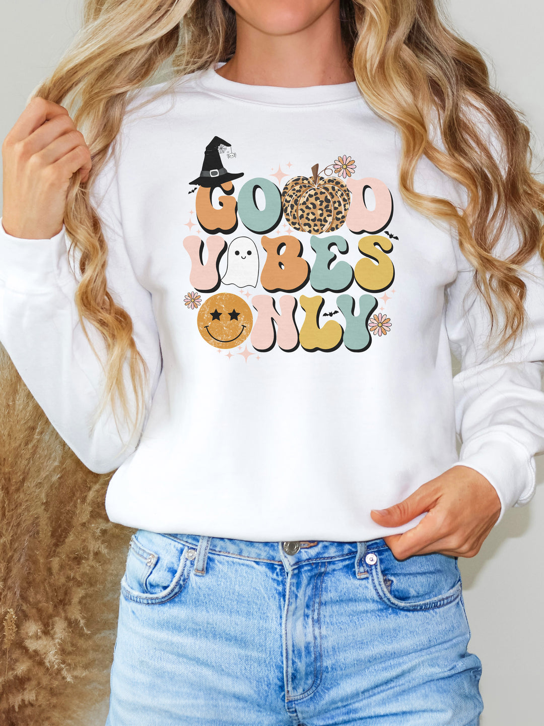 Glamfox - Good Vibes Only Fall Graphic Sweater