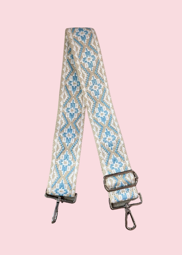 Glamfox - Berlin Light Blue Embroidered Guitar Strap