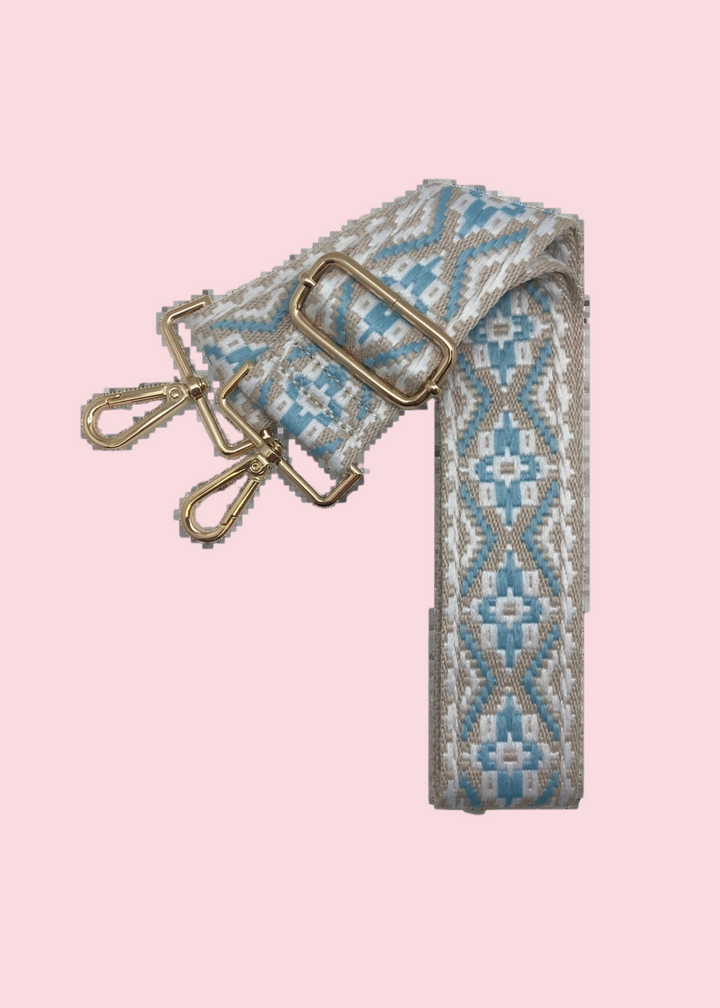 Glamfox - Berlin Light Blue Embroidered Guitar Strap