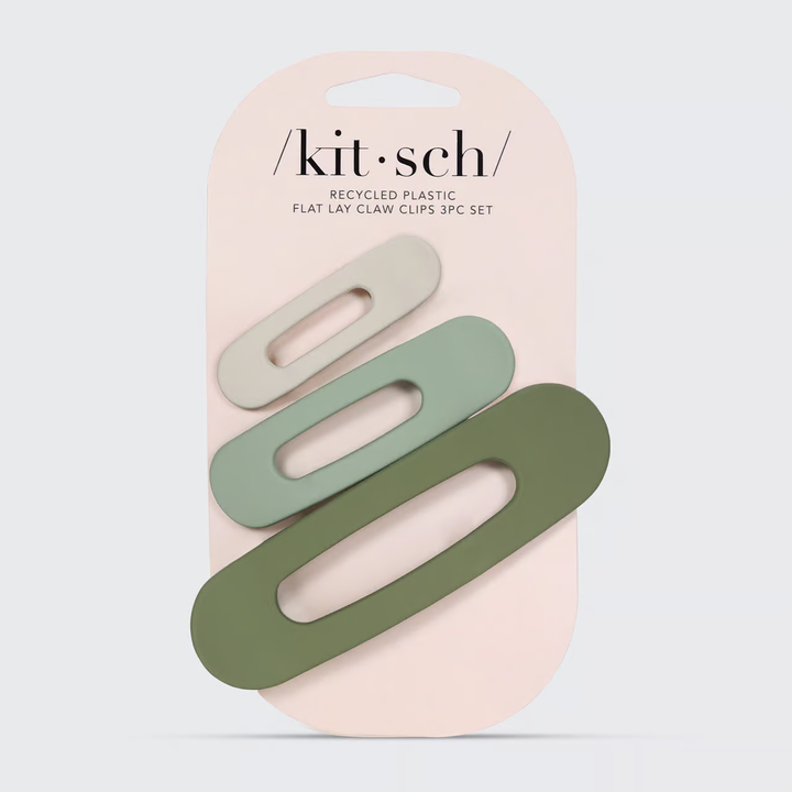 Kitsch - Matte Flat Lay Claw Clip Flat 3pc - Eucalyptus