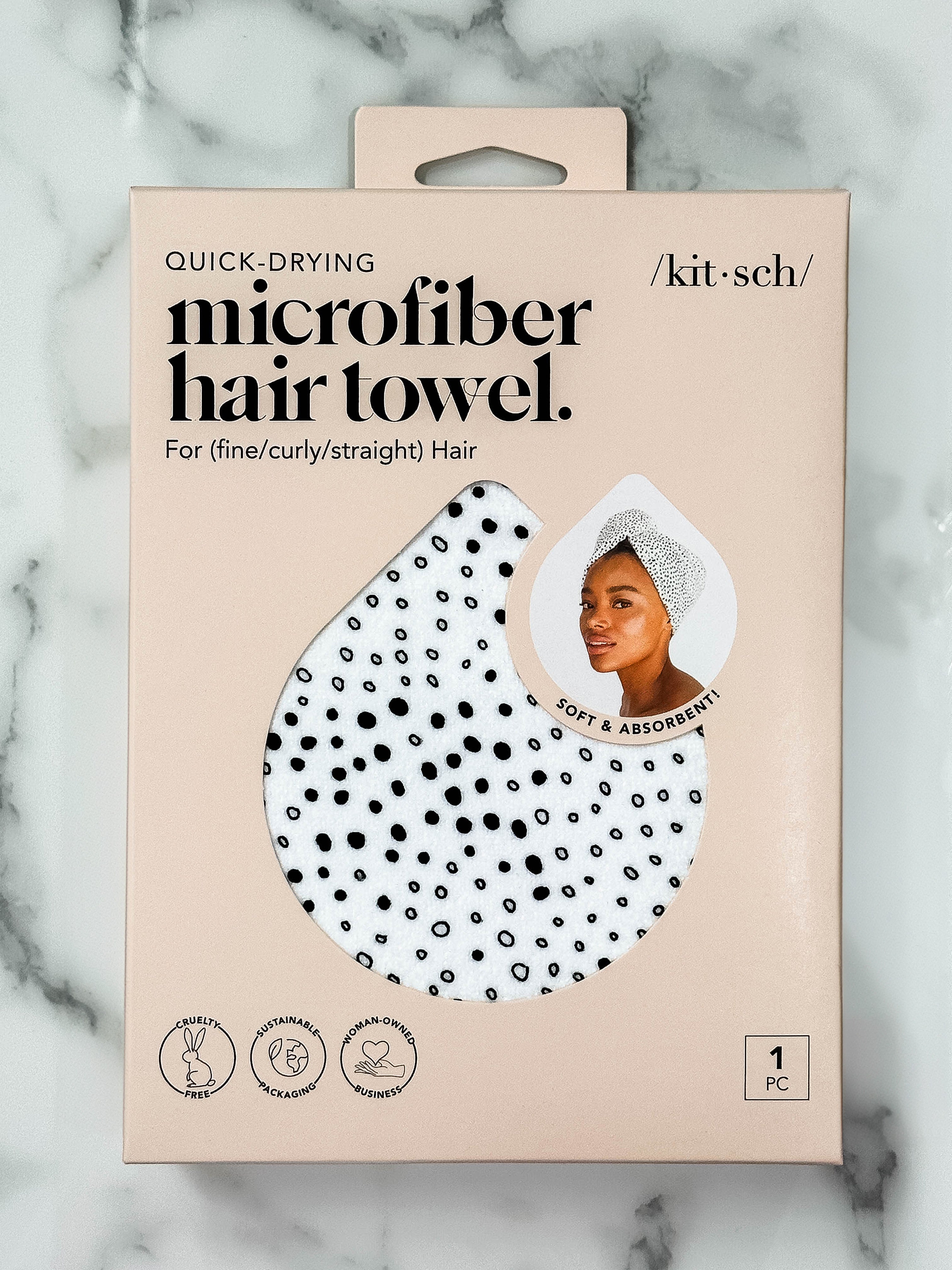 Kitsch Quick Dry Hair Towel Micro Dot Glamfoxboutique