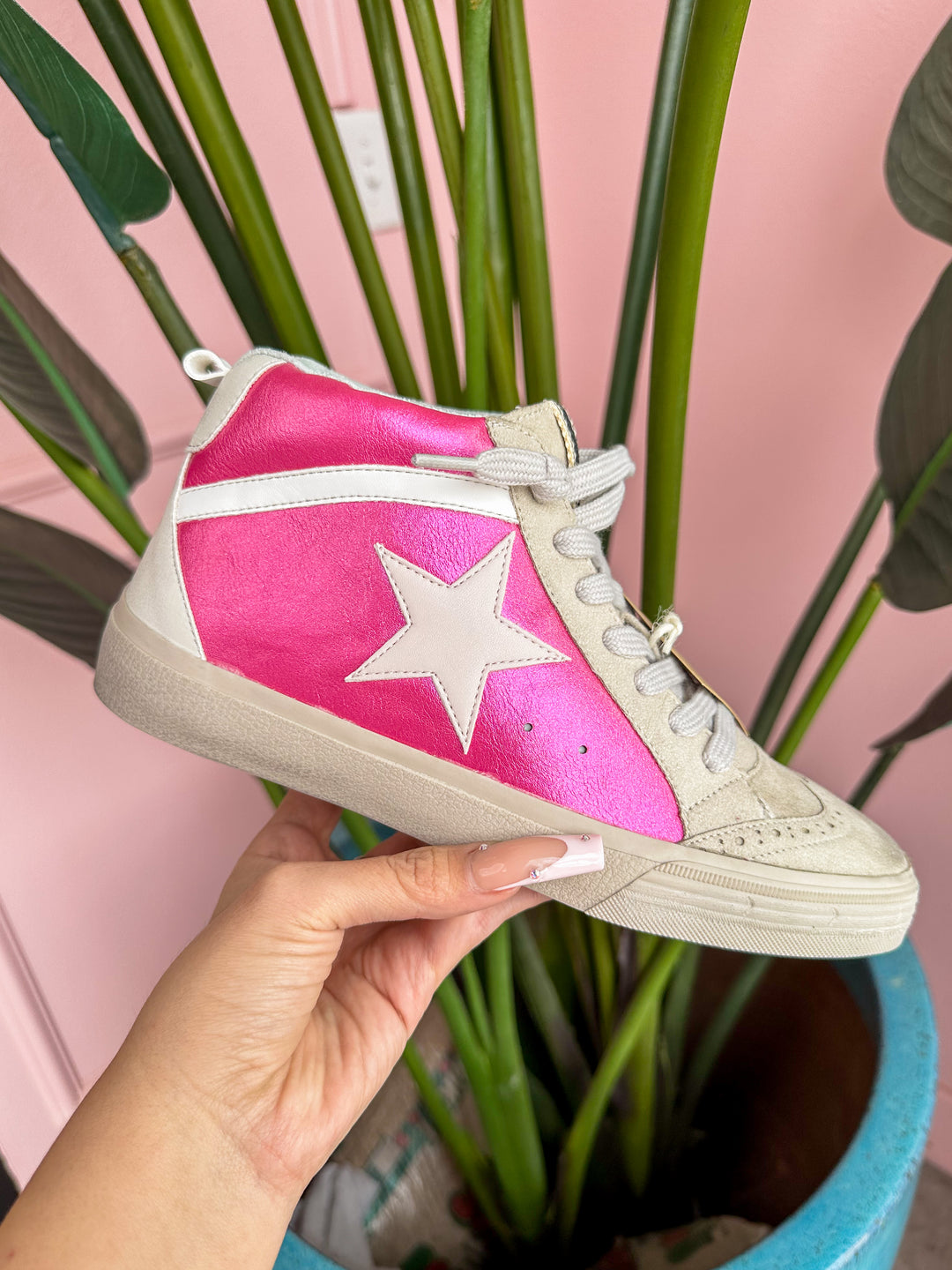 Shu Shop - Paulina Hot Pink High Top Sneakers
