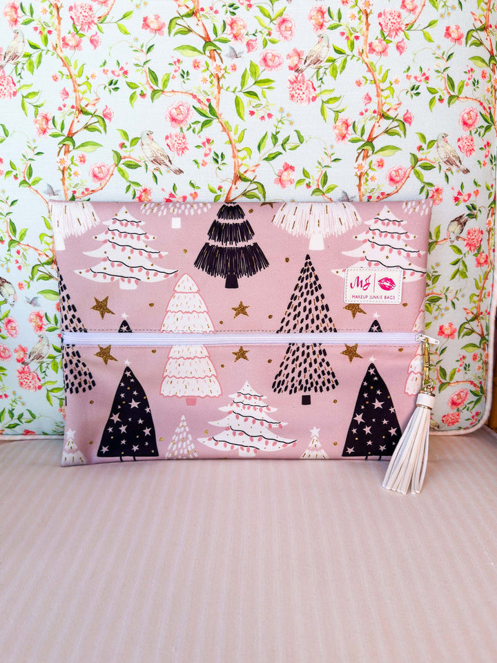 Makeup Junkie Bags - Pink Christmas Flat Lay [Ready to Ship]