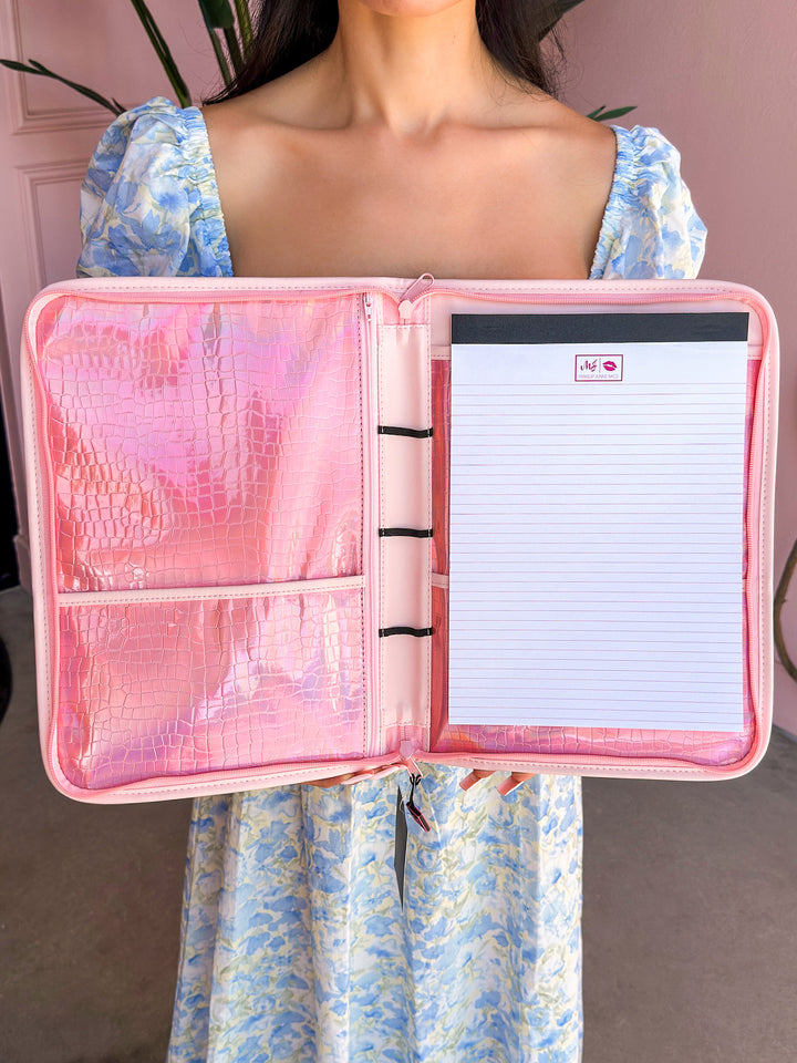 Makeup Junkie Bags - Pink Holographic Padfolio [Ready to Ship] Glamfox Exclusive