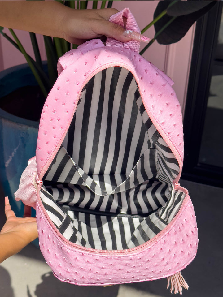 Makeup Junkie Bags - Pink Ostrich Backpack [Ready to ship] Glamfox Exclusive