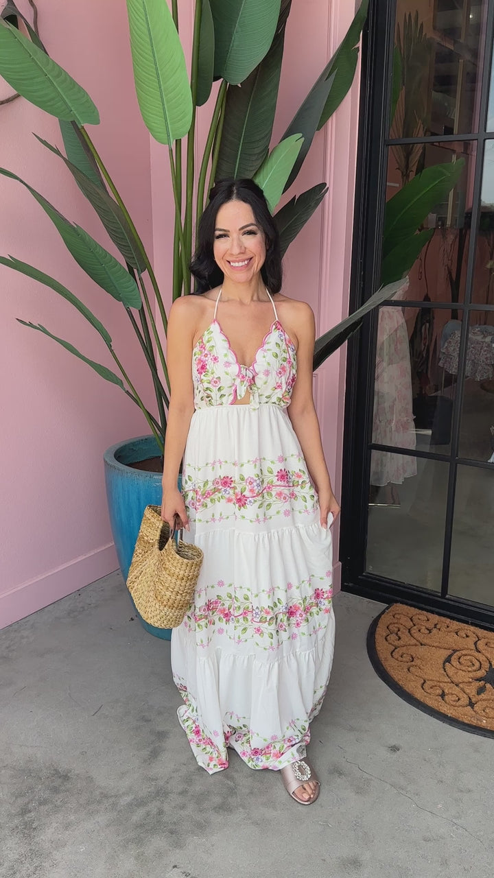 Glamfox - Cabo Floral Front tie Maxi Dress