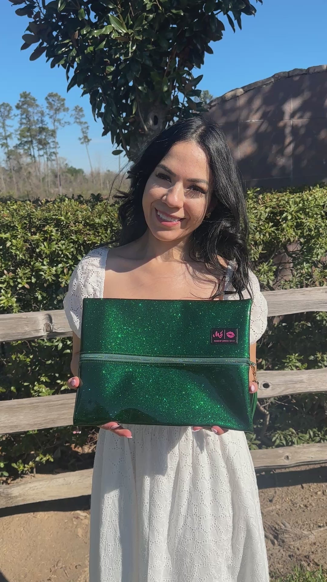 Makeup Junkie Bags - Kelly Green Stardust Glitter Travel Bags [Pre-Order]