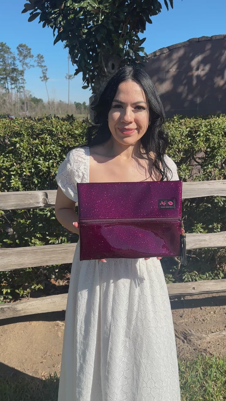 Makeup Junkie Bags - Wine Stardust Glitter Travel Bags [Pre-Order]
