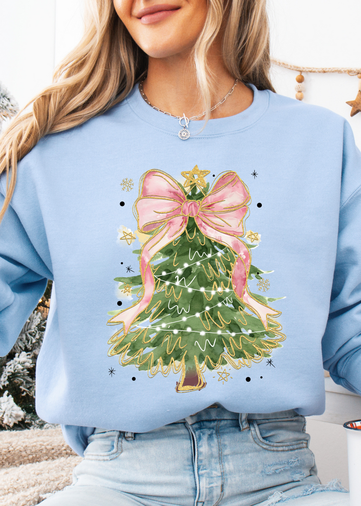 Glamfox  - Pink Bow Christmas Graphic Crewneck