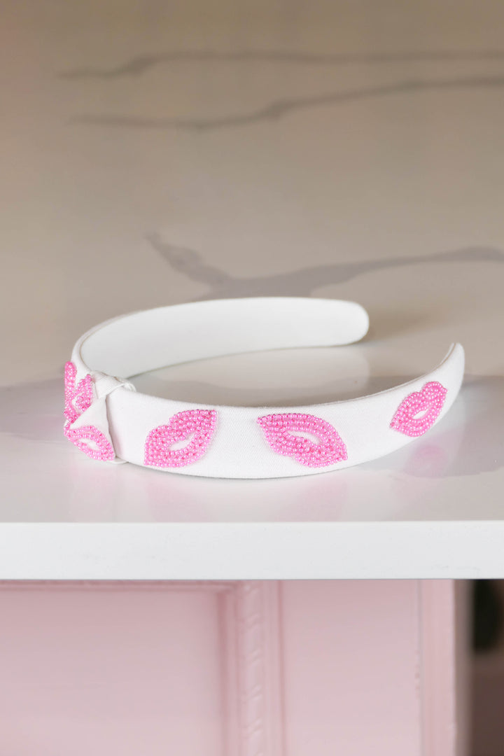 Beaded Headband - Pink Lips
