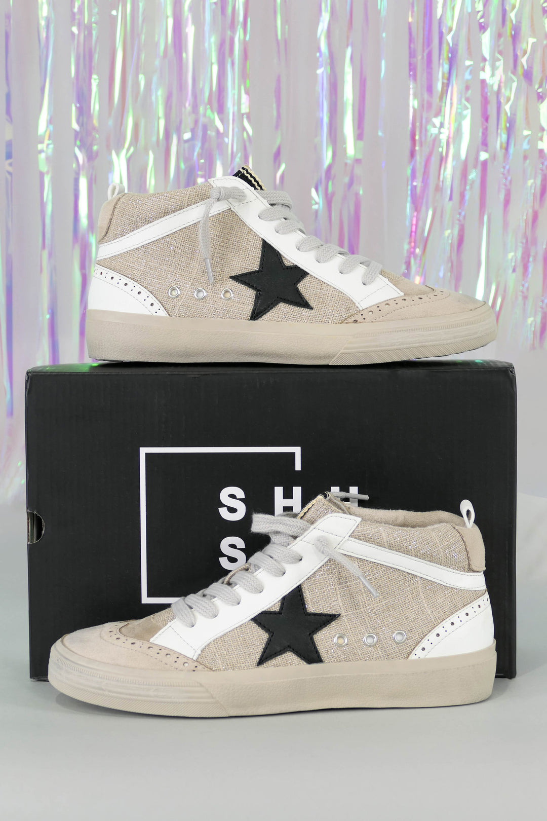 Shu Shop - Paulina Beige Canvas Hi Top Sneakers