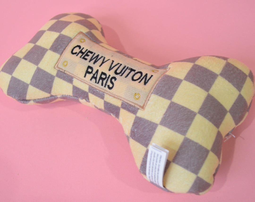 Haute Diggity Dog Chewy Vuitton Checker Bone Dog Toy, Large
