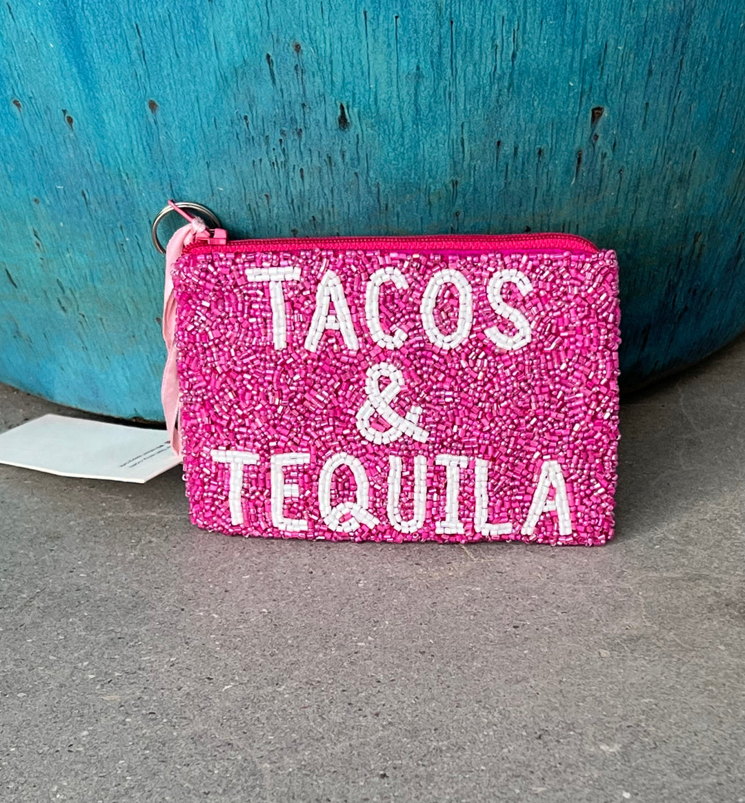 Glamfox - Pink Tacos & Tequila Beaded Coin Purse [Pre-Order]