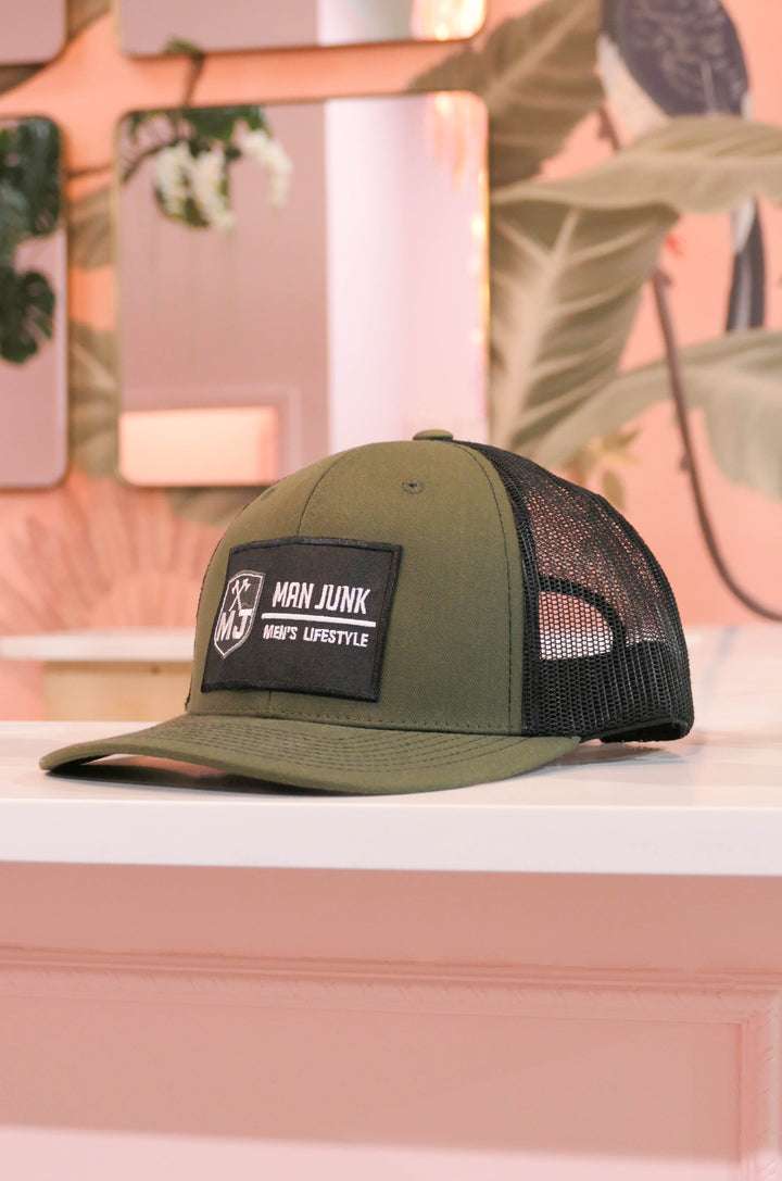 Makeup Junkie Bags - Man Junk - Green and Black Adjustable Hat