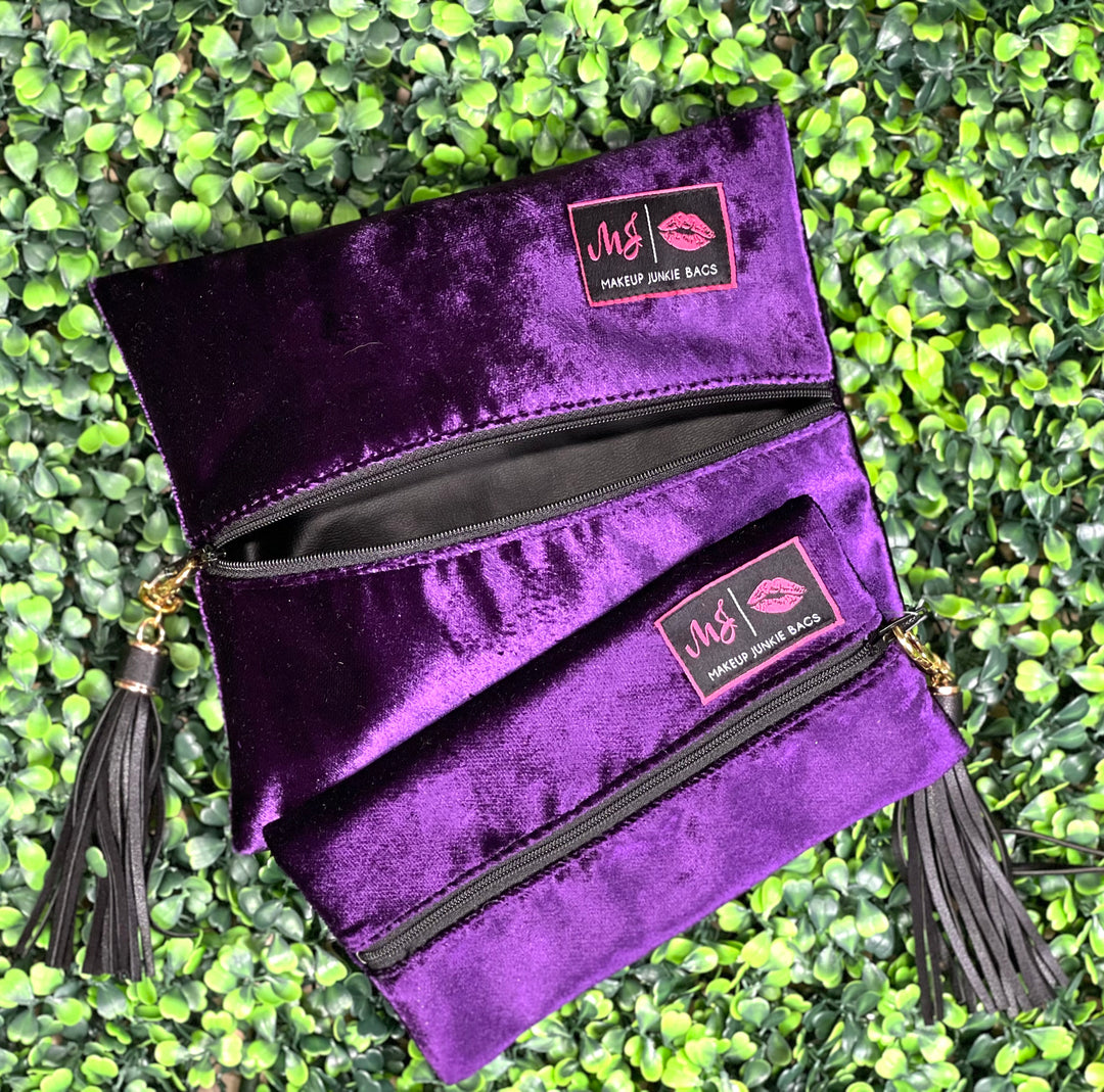 Makeup Junkie Bags - Purple velvet bag