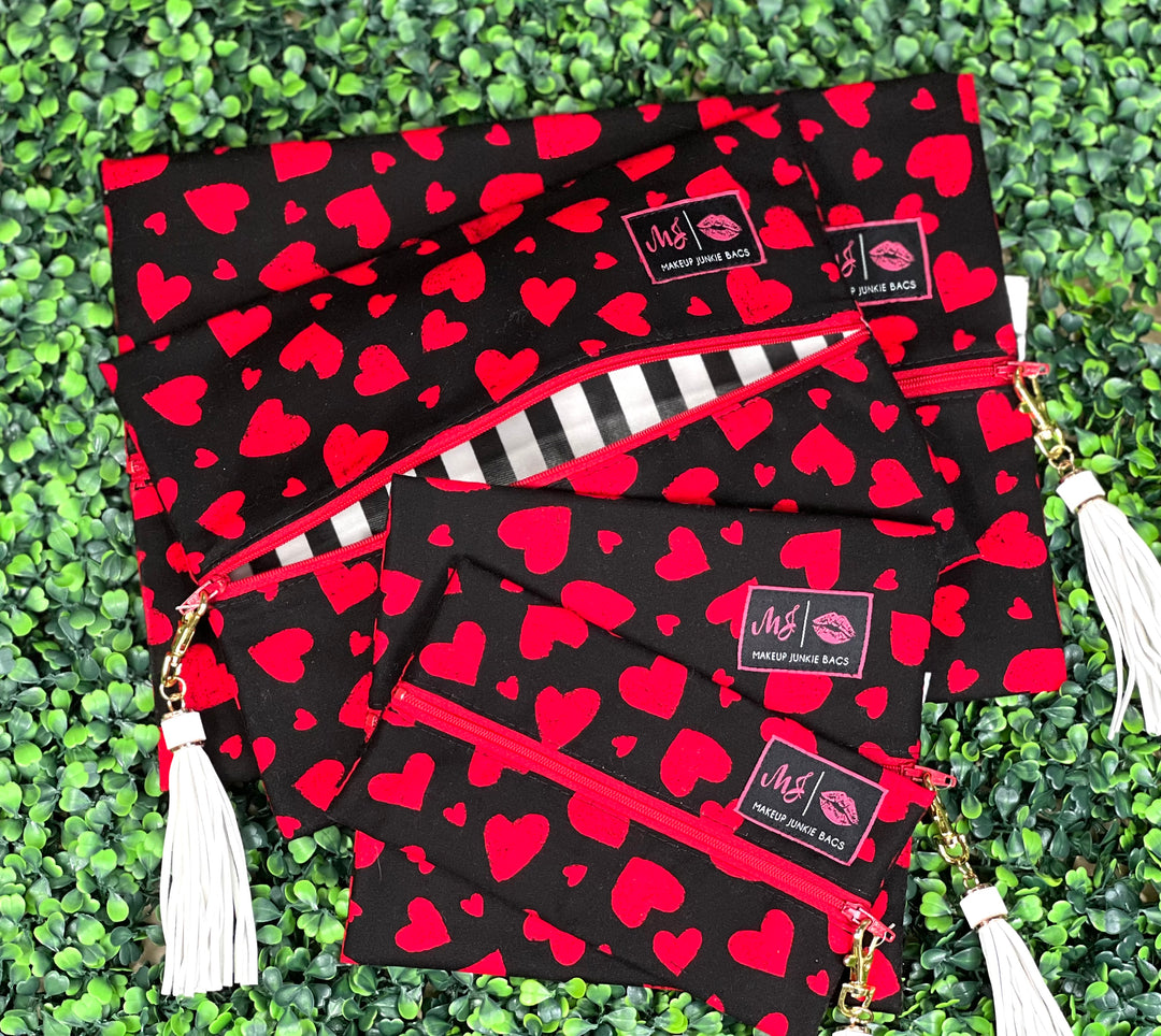 Makeup Junkie Bags - Be Mine Red Zipper [Ready to Ship]