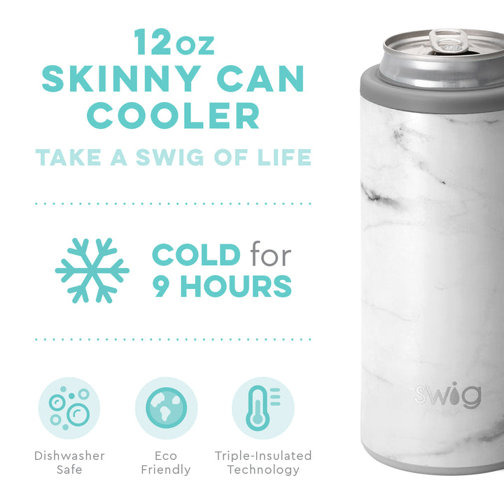 Swig Life Matte Marble Skinny Can Cooler (12oz)