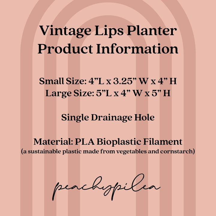 Peachy Pilea - 4 inch Vintage Lips Planter - Sakura Pink