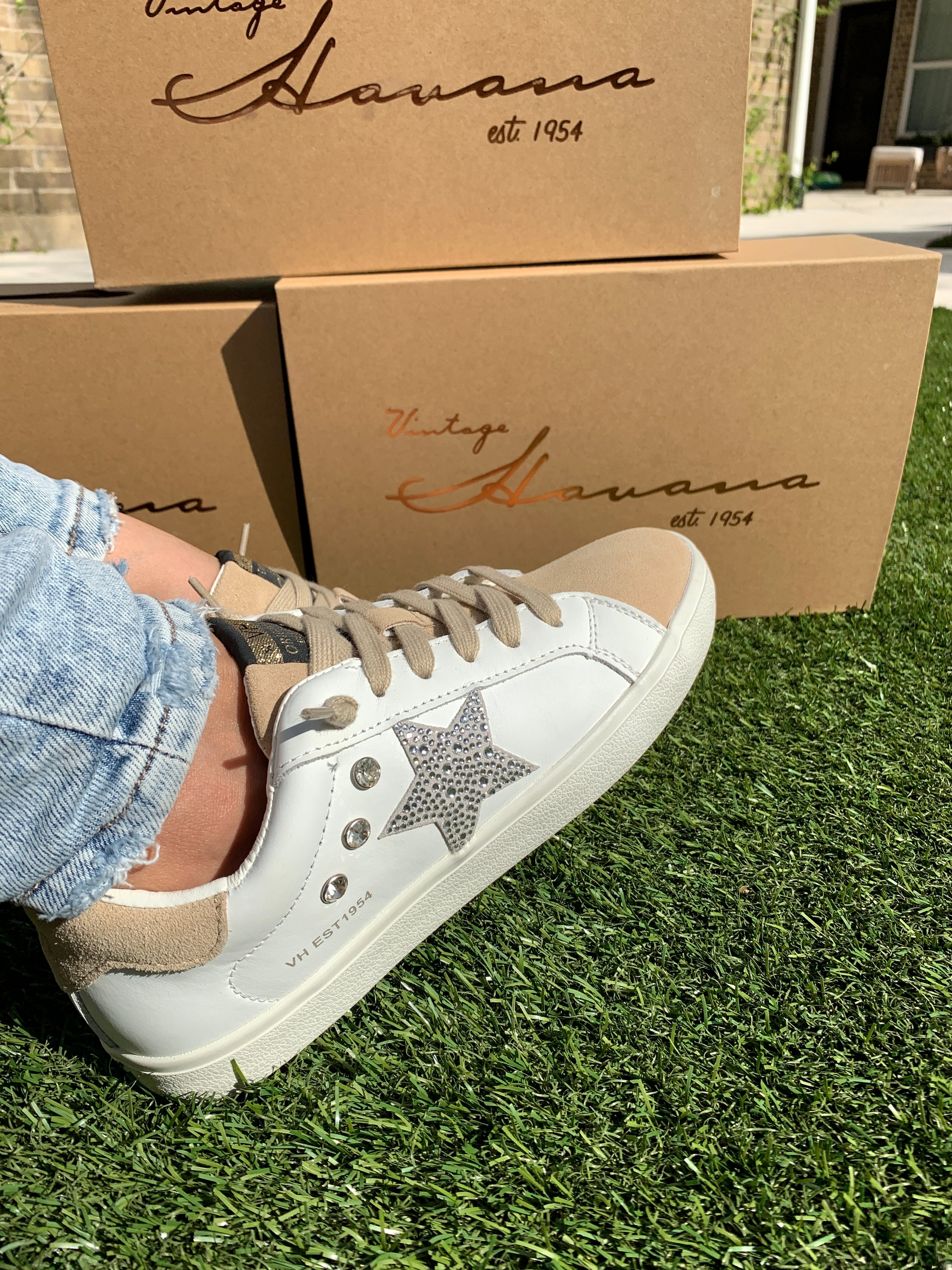 VINTAGE HAVANA SNEAKERS -EXCEL SPARKLE BEIGE – Glamfoxboutique.com