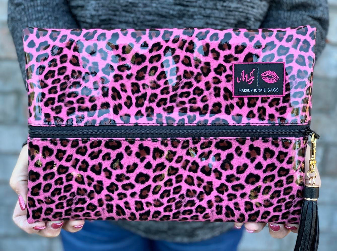 Makeup Junkie Bags - Pink Leopard Patent [Pre-Order]