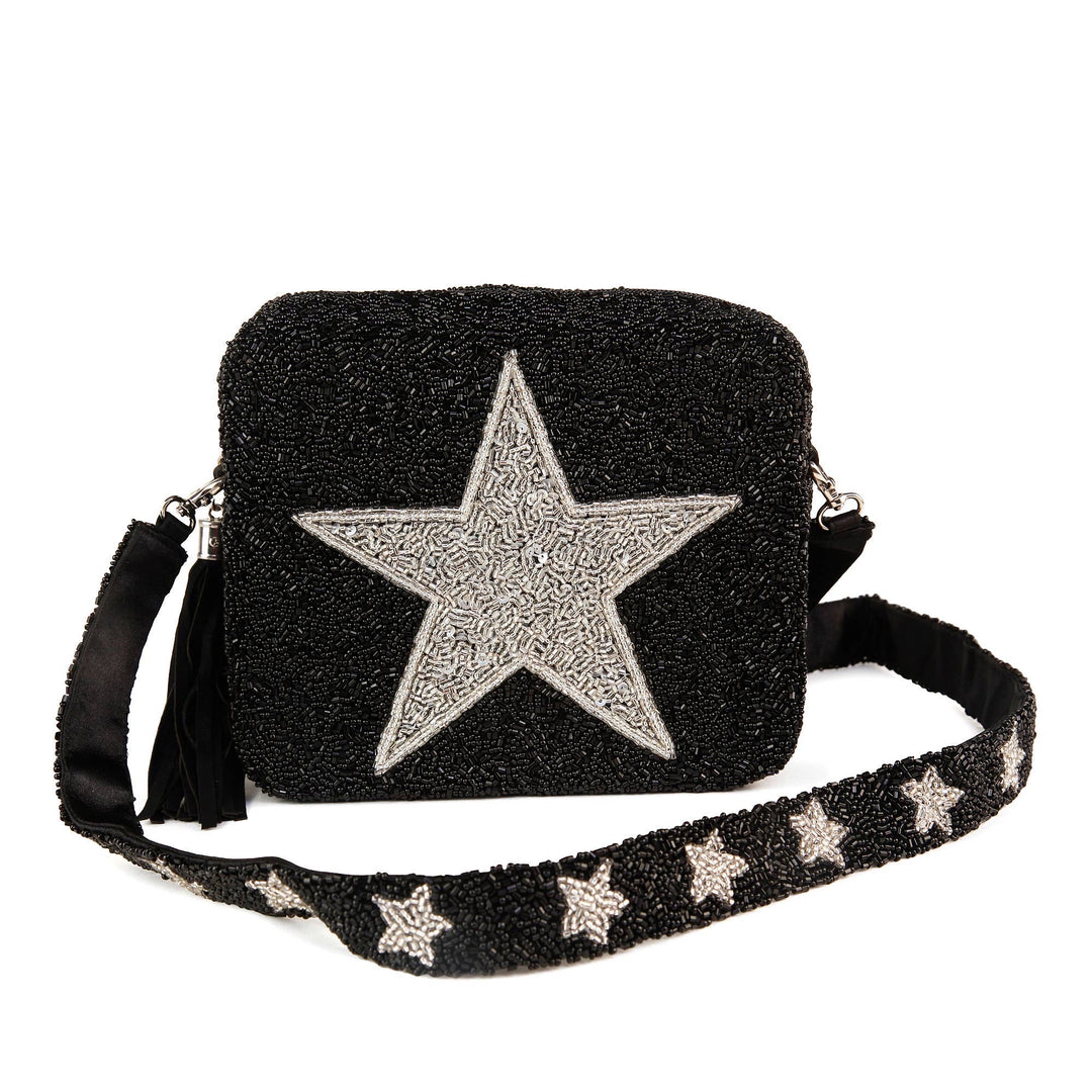 Beaded Black and Silver Star bag