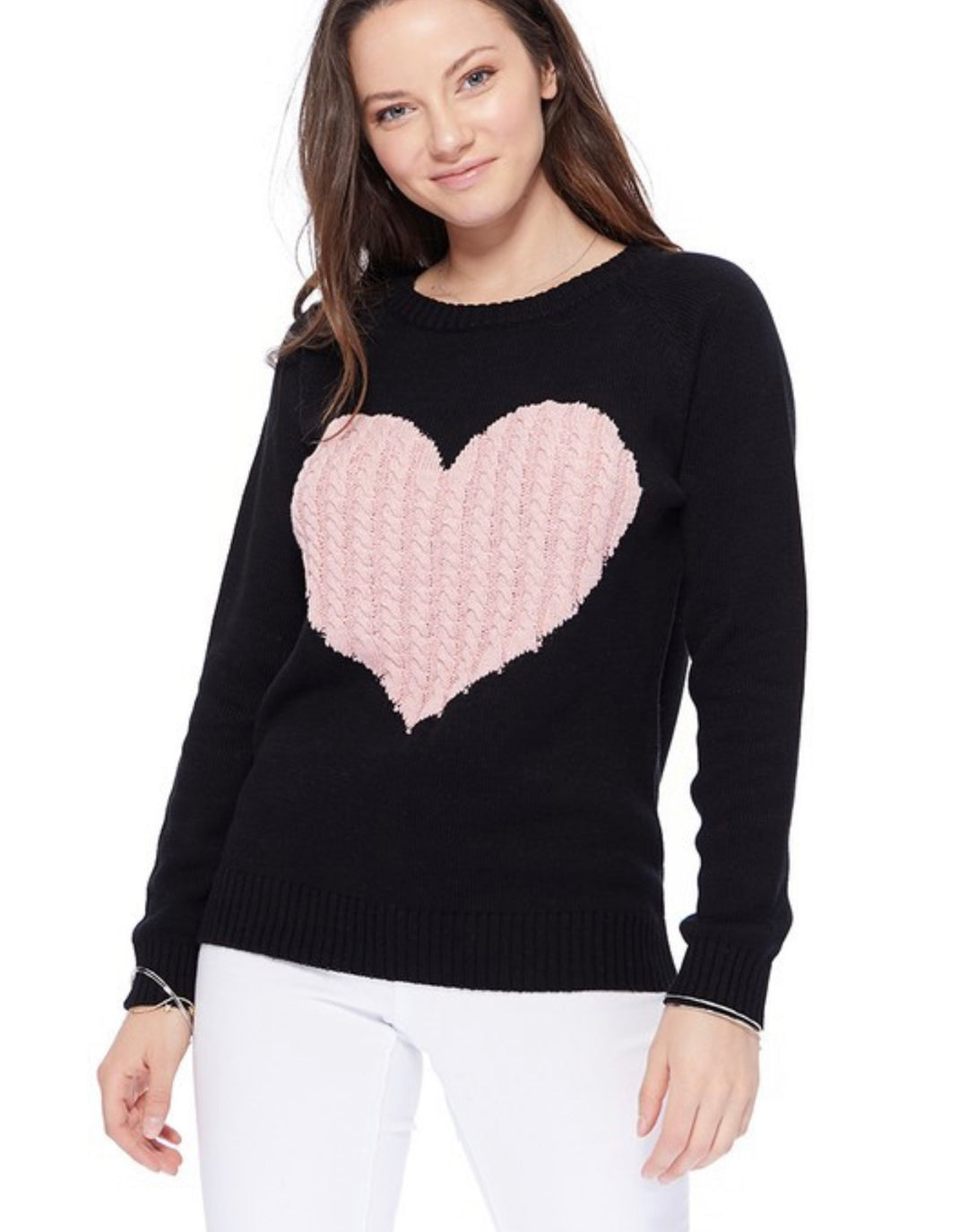 Valentine's Day Heart Sweater - Black and Pink *