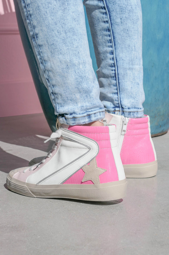 Shu Shop - Roxanne Pink Lizard Hi Top Sneakers