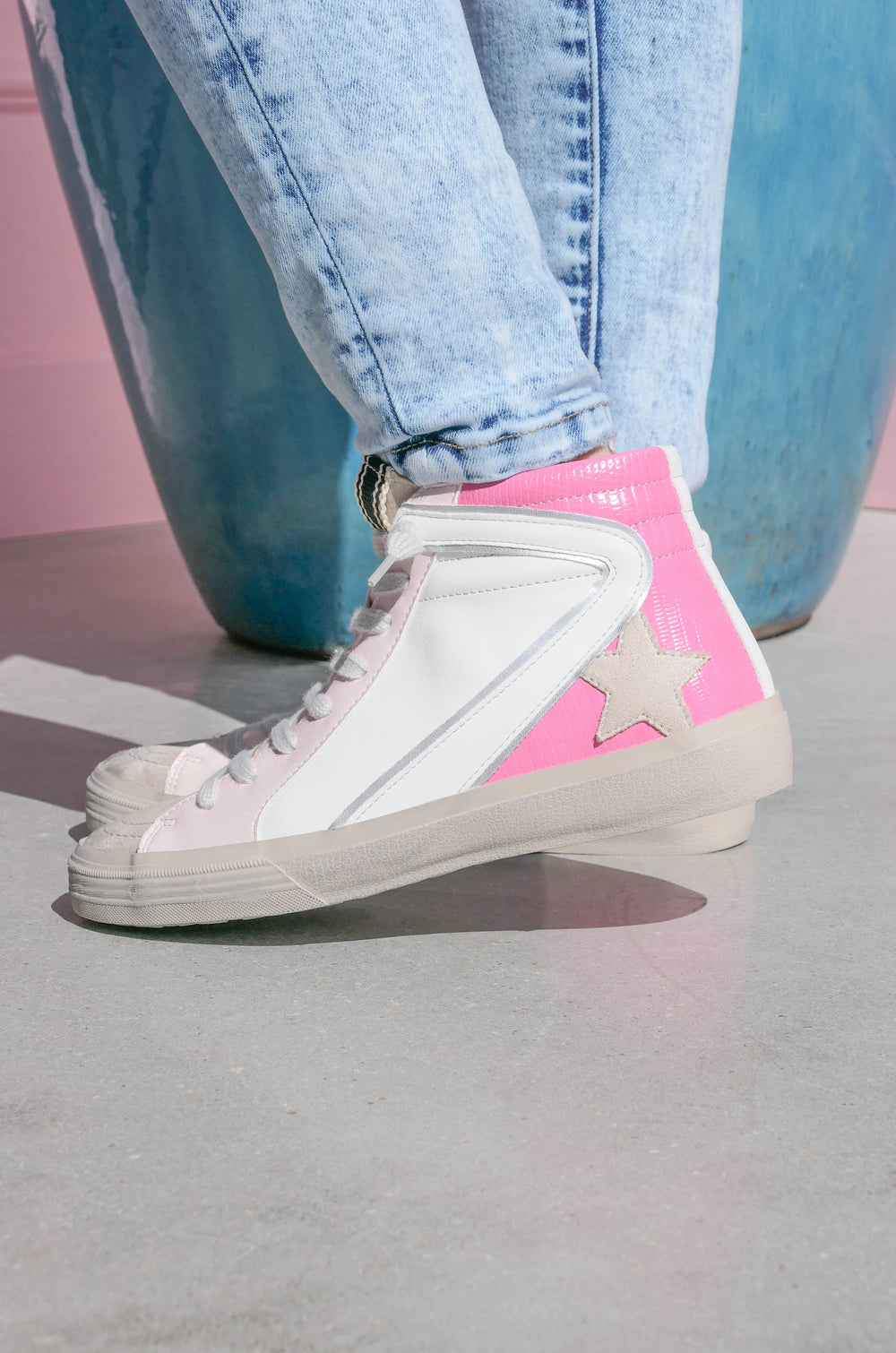 Shu Shop - Rooney Pink Lizard Hi Top Sneakers