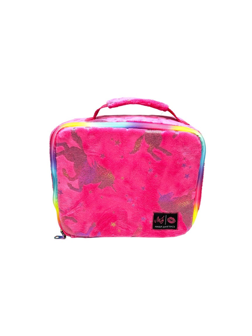 Makeup Junkie Bags - Lunch Date Bag- Velvet Pink Unicorn [Ready to Ship]